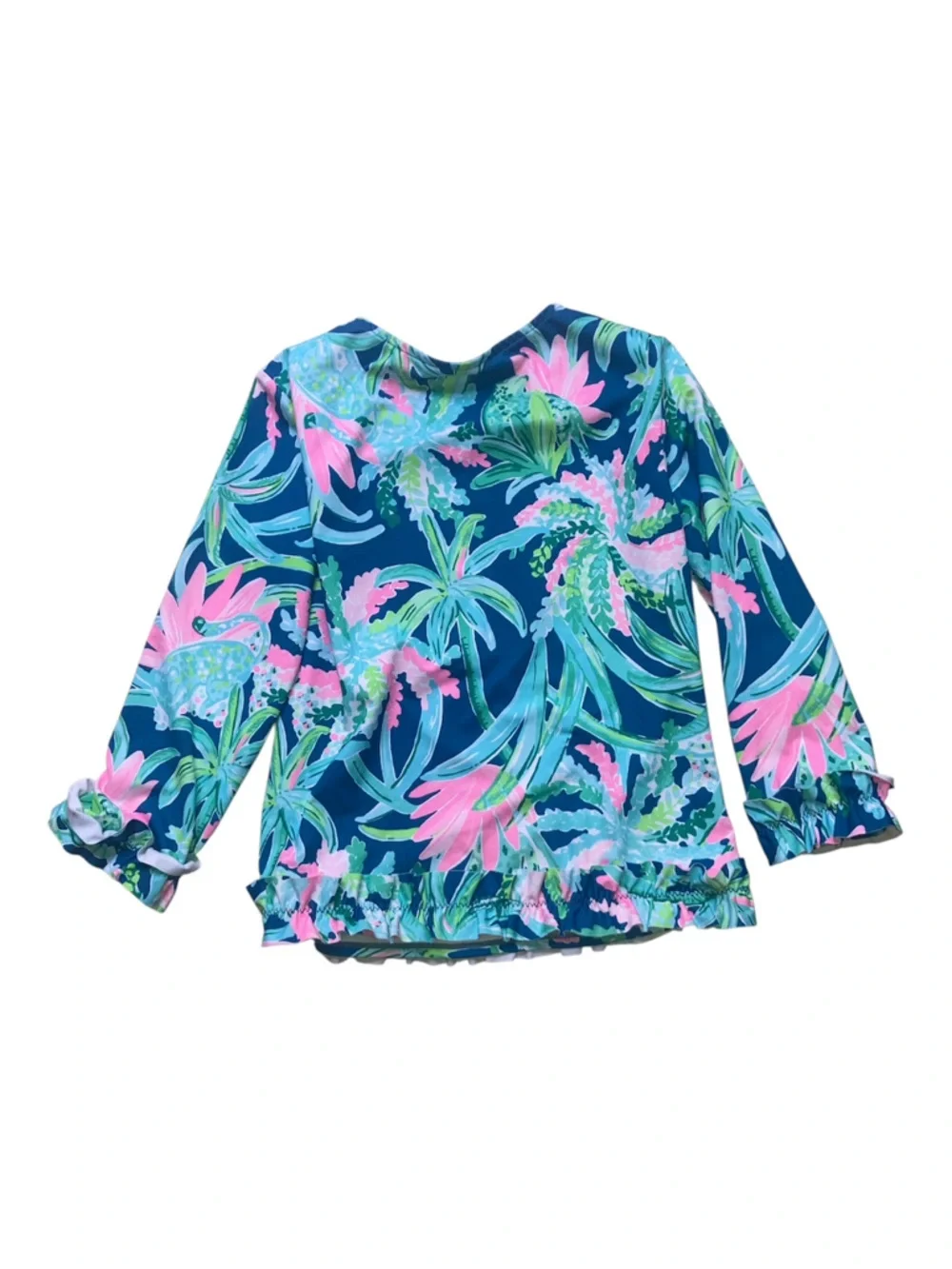 Lilly Pulitzer Navy with Pink & Aqua Floral Swim Top